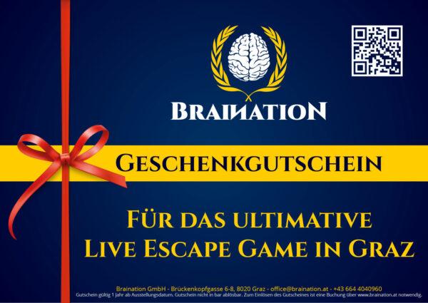 braination Live Escape Game Geschenkgutschein Wert 100,-